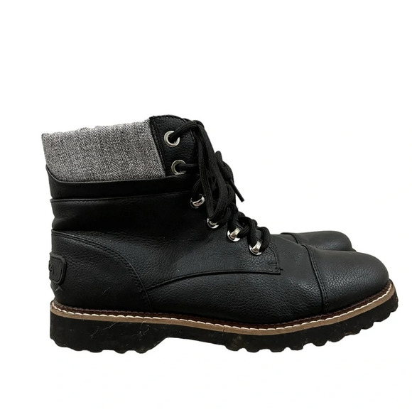 Nautica Black Faylene Faux Leather Lace Up Combat Boots 8.5 - Picture 1 of 7
